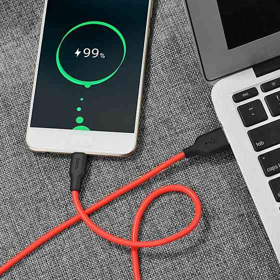 Кабель HOCO X21 USB to Type-C 2A, 1m, silicone, TPE connectors,  Black+Red Київ