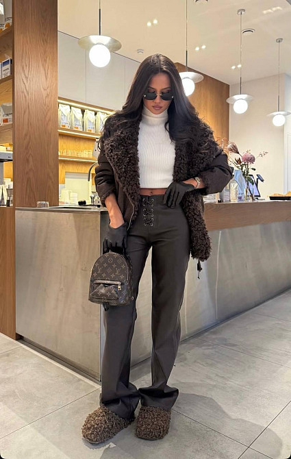 Женские кожанные штаны на шнуровке Одесса - изображение 4