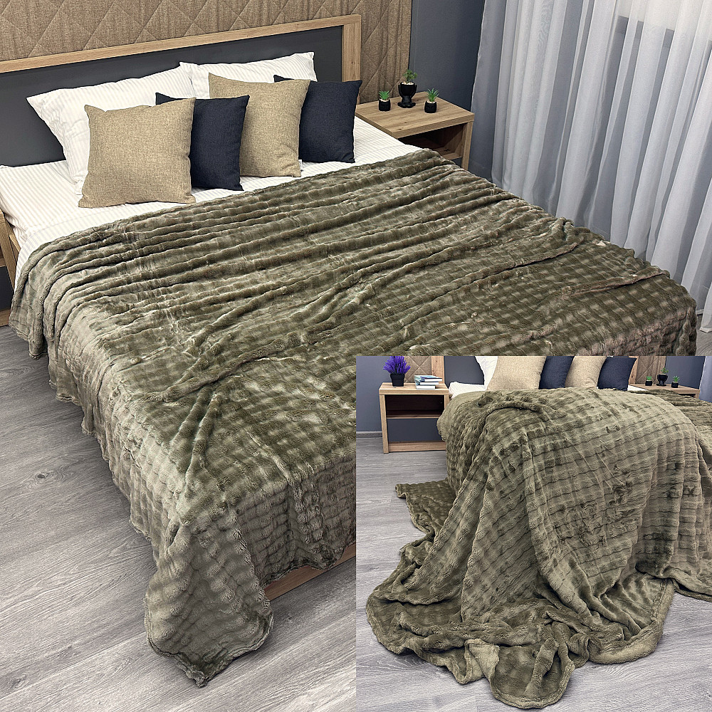 Плед-покривало 200х230 см (+-5см) Soft Night Хакі (87-131) Київ - фото 1