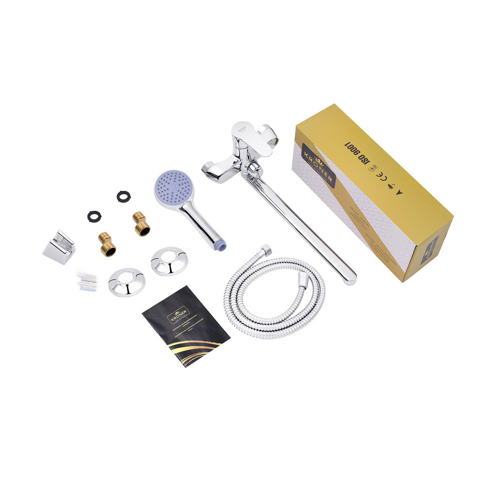 Змішувач для ванни Kroner KRM Elbe - C071 з душовим гарнітуром, хром Київ - фото 9