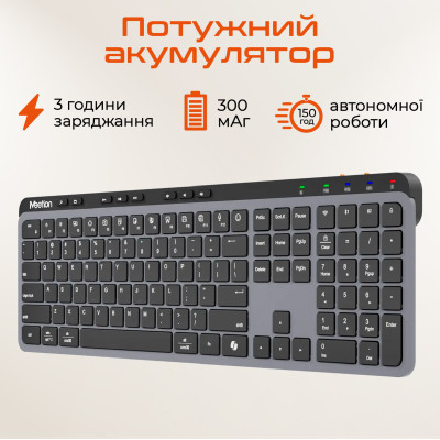 Клавиатура Meetion WK330 Wireless/Bluetooth Black (MT-WK330-A-RUA) Винница - изображение 5