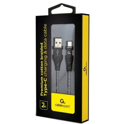 Дата кабель USB 2.0 AM to Type-C 2.0m Cablexpert (CC-USB2B-AMCM-2M-BW) Вінниця - фото 2