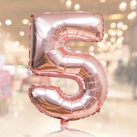 Кулька цифра 5 фольгована 32 дюйма рожеве золото Київ