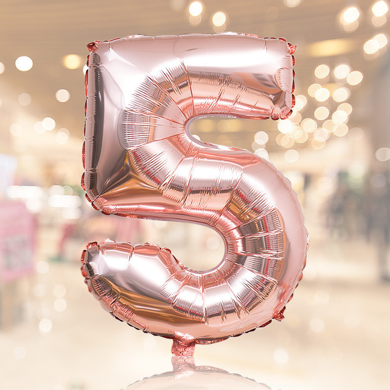 Кулька цифра 5 фольгована 32 дюйма рожеве золото Київ - фото 2