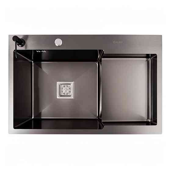 VALESO Мийка Valeso Handmade CM 78×50C L (PVD чорна) з поглибленою полицею Киев