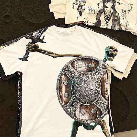 Футболка чоловіча з принтом аніме Аніме Скйрім Скелетон Бангінг оверсайз (S/M/L) Черний Дніпро