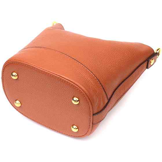 Невелика сумка жіноча з автономною косметичкою всередині з натуральної шкіри Vintage 22366 Коричнева Київ