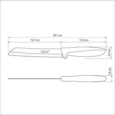 Кухонний ніж Tramontina Plenus Light Grey Bread 178 мм (23422/137) Вінниця