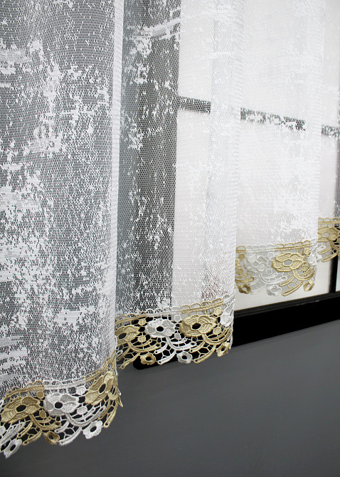 Кухонна арка з макраме VR-Textil № 000к жакард "Мрамор Al-1" білий 300х150 см (51-220) Київ - фото 7