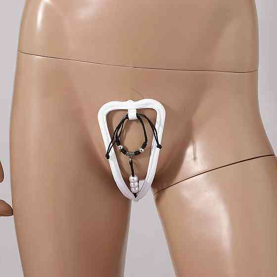 Чоловічі стрінги без лямок з намистинками еротичні one size білий Київ