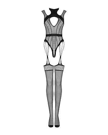 (SALE) Ажурный бодистокинг с отверстиями Obsessive Bodystocking G327 black S/M/L, черный, комбинезон, с дос Sex Aura Киев