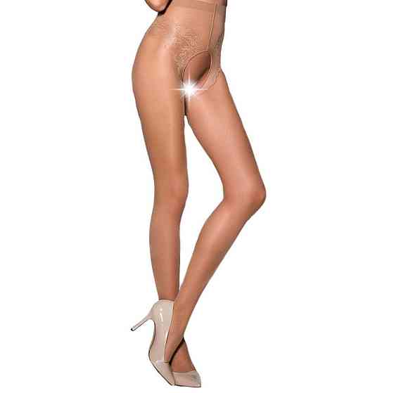 Еротичні колготки Passion TIOPEN 006 3/4 (30 den), beige, з вирізом, імітація трусиків Sex Aura Київ