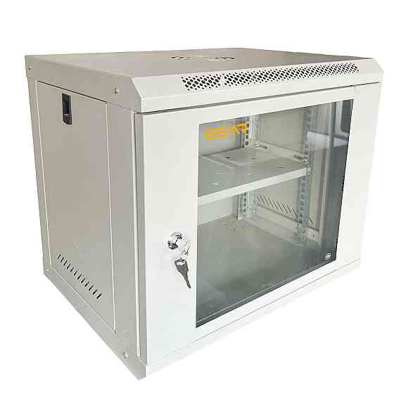 Шкаф серверный настенный с полкой GEAR 9U 19'' 530x400x450 мм., Серый (GWMSN-9U-530-400G) Киев