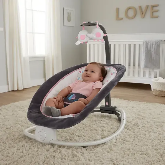 Детское кресло-качалка для новорожденных до 9 кг, (74х74х48см), 6917, Розовый Коломыя