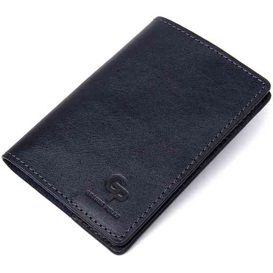 Універсальна шкіряна обкладинка на паспорт Темно-синій (GRANDE PELLE) Київ