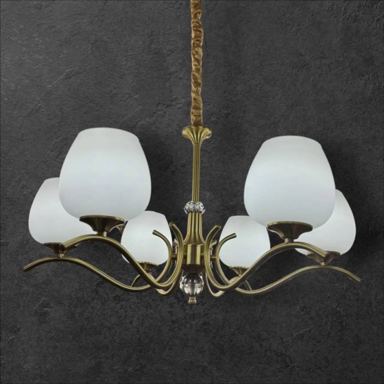 Светодиодная люстра Тюльпан 5034 (Золотая) 6 плафонов Винница