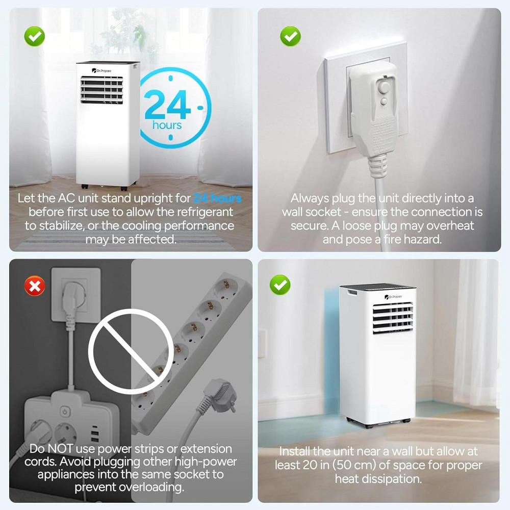 Портативний кондиціонер DR.PREPARE DCAC07F Білий 7000 BTU Wi‑Fi App 4‑в‑1 охолодження осушувач вентилятор пульт таймер до 20 м² Київ - фото 7