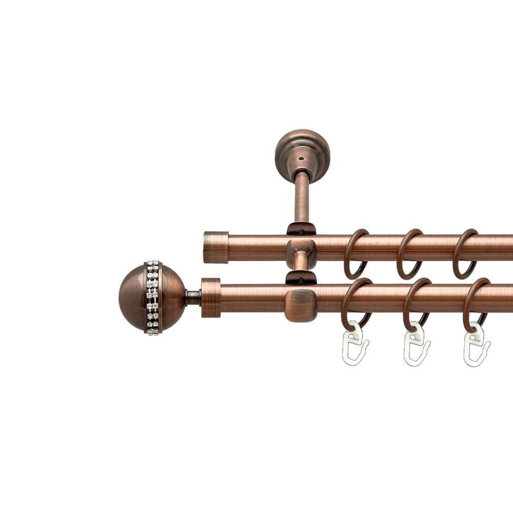 Карниз Orvit Авея металевий дворядний відкритий гладка труба кільце металеве Мідь 16\16 мм 280 см (00-00020530) Львів - фото 1