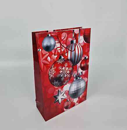 Новорічний,картонні пакети з ручками Гігант вертикальний 30х47х12-003 (12 шт.) Харків