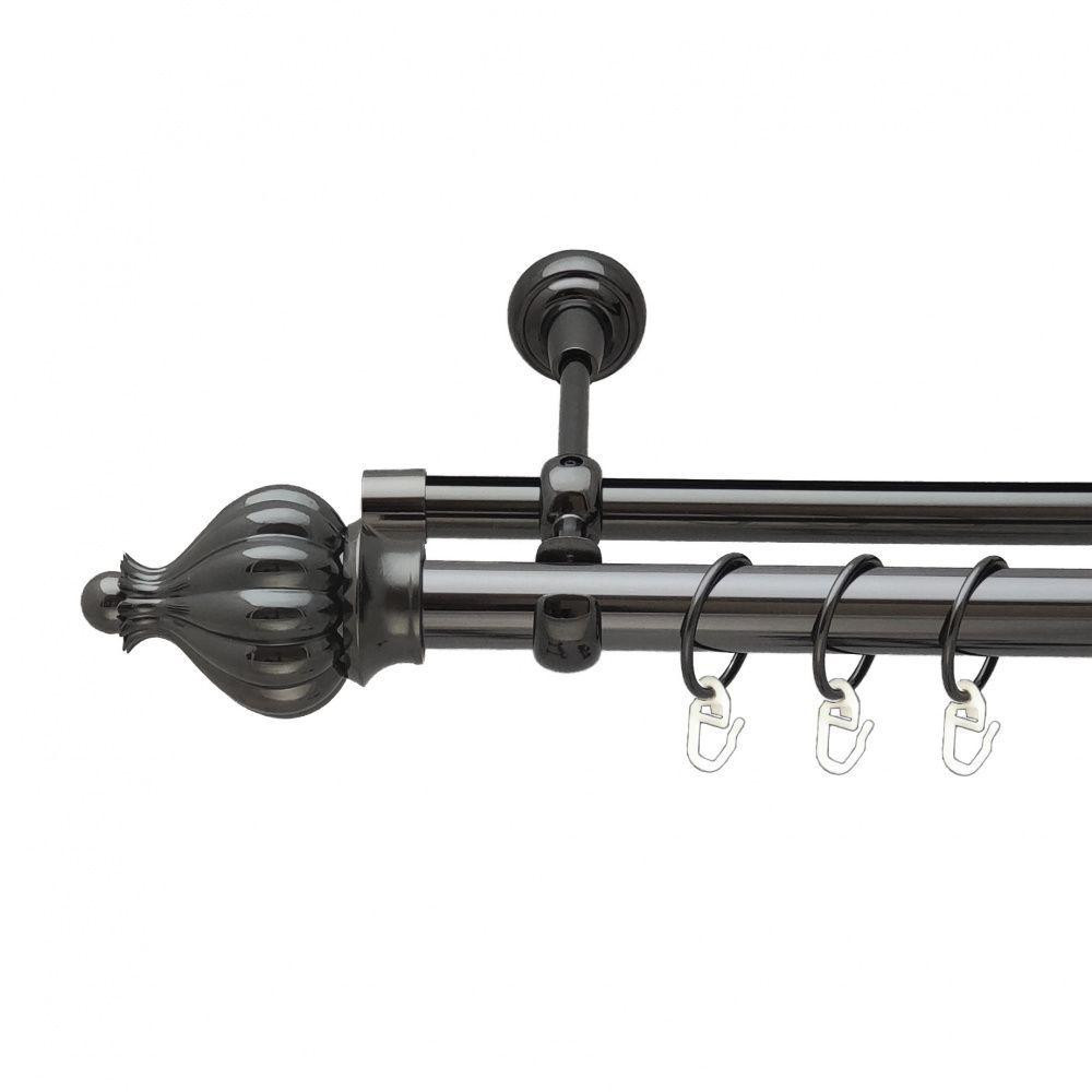 Карниз Orvit Таджа металевий дворядний опозитний гладка \ профільна труба кільце металеве Онікс 25\19 мм 160 см (6708196) Львів - фото 1