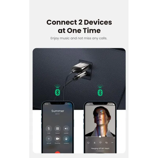 Bluetooth бездротовий ресивер UGREEN CM309 Bluetooth Car Receiver Aux with Mic (Space Gray)(UGR-70601) UGR-70601 Одеса - фото 8