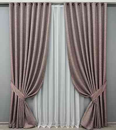 Комплект готових штор VR-Textil ALORA-TON № 1878ш Пудровий 200х290см 2 шт (32-173) Київ