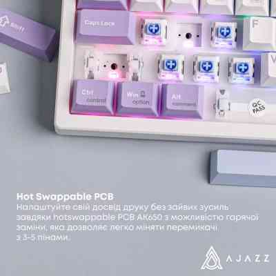Клавиатура Ajazz AK650 Flying Fish Switch Purple RGB USB/Wireless/Bluetooth UA Purple (AK650-FF-PWB) Винница