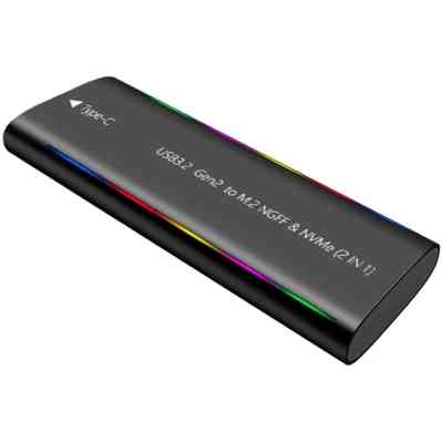 Карман внешний Dynamode M.2 SSD NVMe/SATA combo USB3.2 GEN2 Type-C aluminium black (DM-CAD-SSD10) Винница