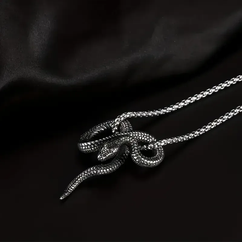 Кулон «Змея» на цепочке 60 см – темное серебро, готический унисекс Киев - изображение 2