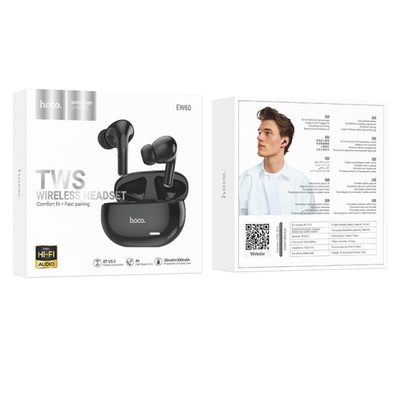 Бездротові навушники HOCO EW60 Norman true wireless BT headset Black Київ