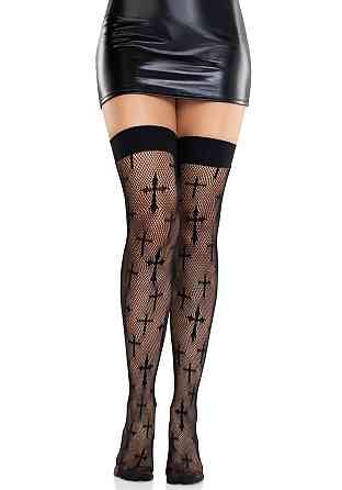 Чулки Leg Avenue Worship Me Cross Net Thigh Highs One Size Sex Aura Киев
