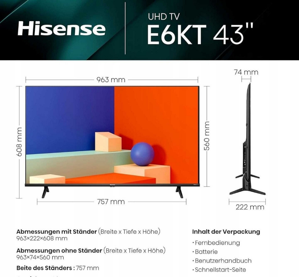Телевизор 43 Дюйма HISENSE 43E61KT , 4K Smart TV T2/S2 Bluetooth . Харьков - изображение 1