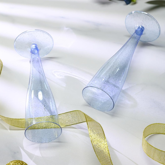 Набір пластикових келихів для шампанського 6 шт преміум класу 133 мл, святкові зі сріблястими блискітками Кам'янець-Подільський