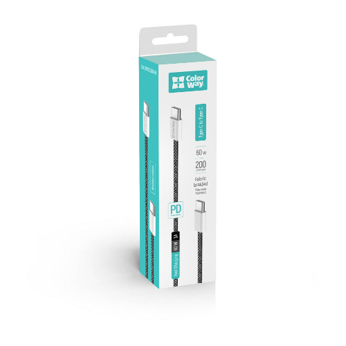 Кабель USB PD Type-C/Type-C ColorWay CW-CBPDCC068-BK 3,0A 60W 2м чорний Житомир