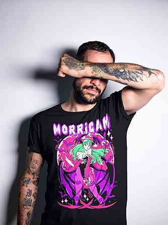 Футболка для хлопчика з аніме принтом Морріган Аенсланд Дарксталкерс Гірл оверсайз (зріст від 165 до 180) Чорний AnimeJ0054m Дніпро