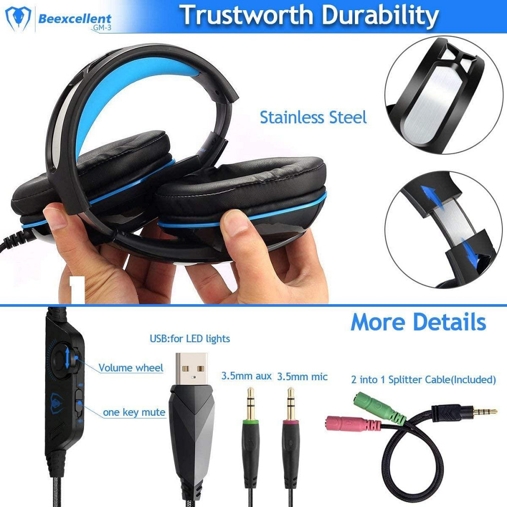Игровые Наушники с Микрофоном 6,0*2,7 мм Beexcellent GM-3 ,чувствительность 115 дБ ± 3 дБ Нововолынск - изображение 6