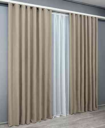 Комплект готових штор VR-Textil Блекаут двосторонній ASHEN NIGHT № 1853ш Бежевий 200х290 см 2 шт (32-226) Київ