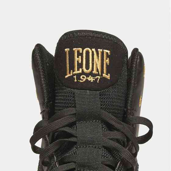 Боксерки Leone Premium 45 розмір професійні боксерські черевики середньої висоти, чорні з золотим принтом Київ