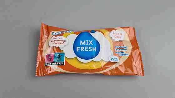 Влажная салфетка  15 шт WET WIPES MIX FRESH ОРАНЖЕВАЯ (1 пачка) Харьков