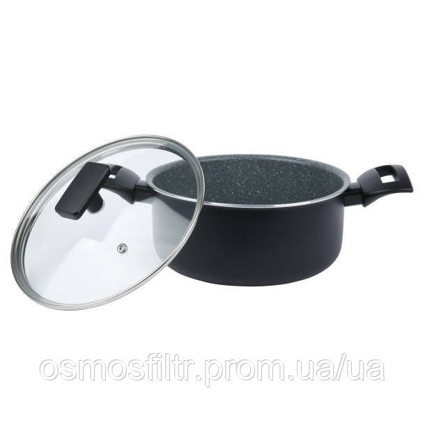 Кастрюля Axentia Blackline Ø 20 см стеклянная крышка аллюминий антипригарное покрытие PTFE (135647) Киев - изображение 2