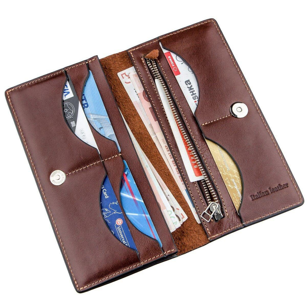 Кожний вертикальний купюрник GRANDE PELLE 11213 Коричневий Київ - фото 4