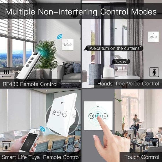Розумний сенсорний Wi-Fi вимикач MOES для штор і жалюзі, Smart Life, Tuya, Alexa, Google Home, білий Київ