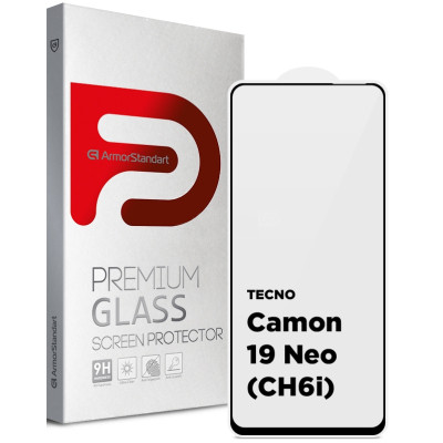 Стекло защитное Armorstandart Full Glue TECNO Camon 19 Neo (CH6i) Black (ARM62087) Винница - изображение 1