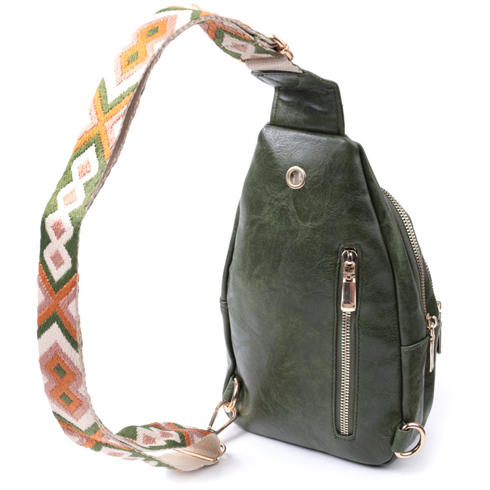 Сумка компактного размера с одной лямкой через плечо из гладкой экокожи Vintage 22771 Зеленый Киев - изображение 2