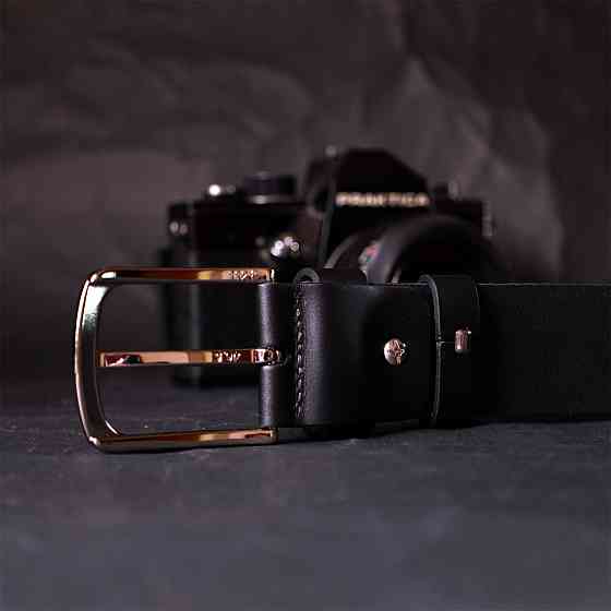 Стильный ремень под джинсы из натуральной кожи GRANDE PELLE 11684 Черный Киев