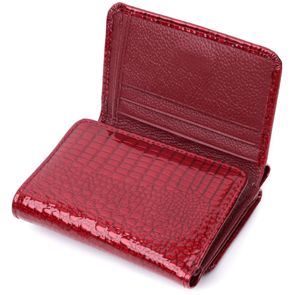 Стильный женский фактурный кошелек из натуральной кожи ST Leather 22731 Красный Киев - изображение 6