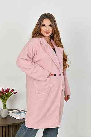 Жіноче стильне пальто з кишенями баранець на флісі Рожевий, 42/44 Одеса