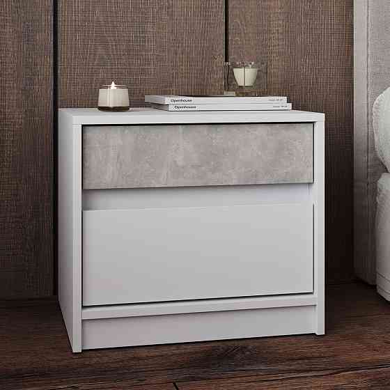 Тумба прикроватная Эверест Стайл-500 50,2х39х44,2 см Нимфея Альба (белый)/Бетон (DTM-071154) Днепр