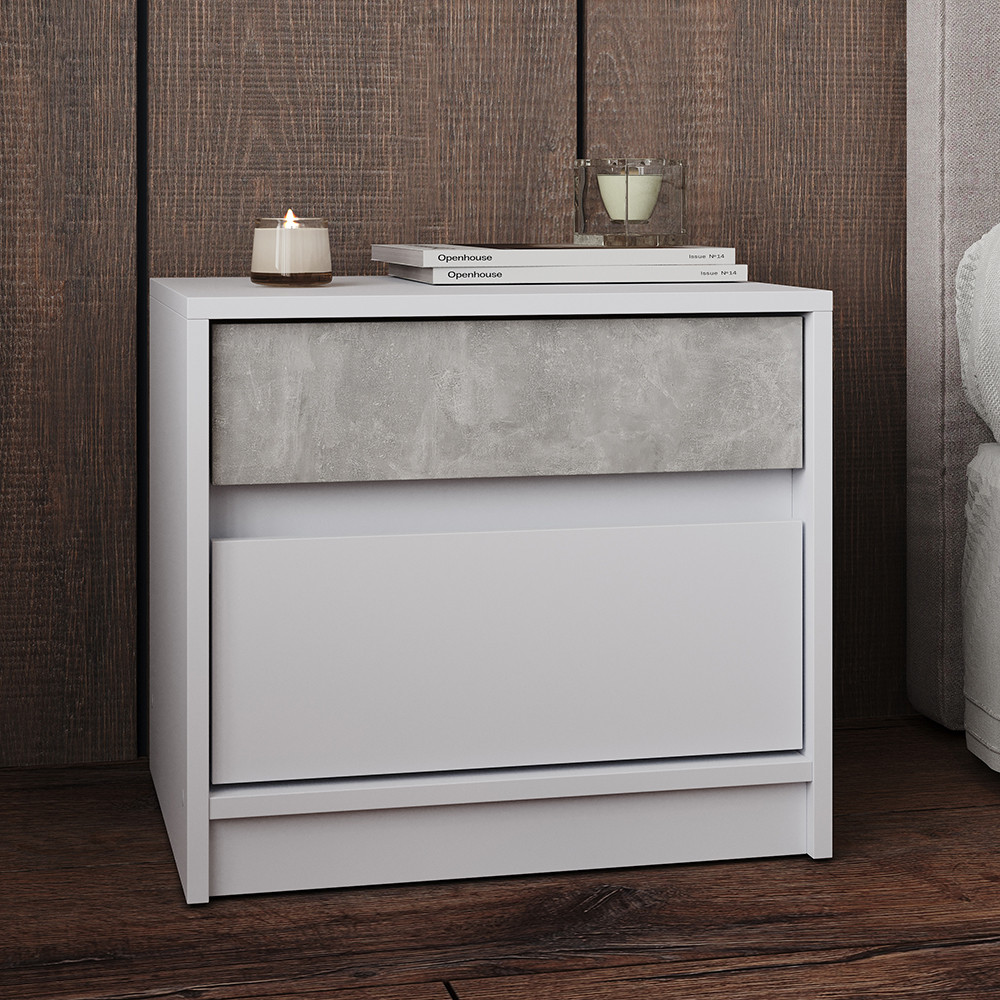Тумба прикроватная Эверест Стайл-500 50,2х39х44,2 см Нимфея Альба (белый)/Бетон (DTM-071154) Днепр - изображение 1