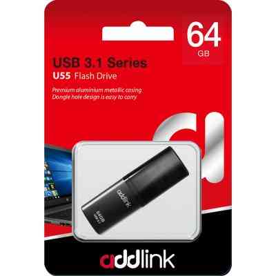 USB флеш накопитель AddLink 64GB U55 Black USB 3.1 (ad64GBU55B3) Винница